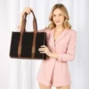 Women's Western Casual Solid Zip Tote Bag